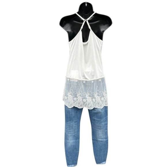 Off White Lace Tank Top Extender with Built in Shelf Bra TANK-EXT-WHITE - Picture 7 of 12